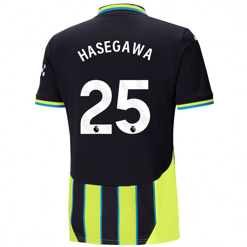 Men Football Yui Hasegawa #25 Blue Yellow Away Jersey 2024/25 T-Shirt Za