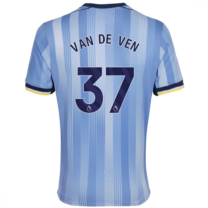 Men Football Micky Van De Ven #37 Light Blue Away Jersey 2024/25 T-Shirt Za