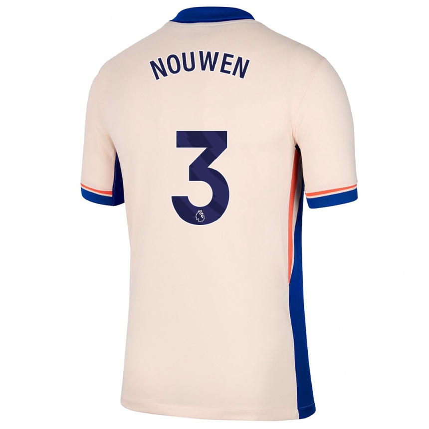 Men Football Aniek Nouwen #3 Light Beige Away Jersey 2024/25 T-Shirt Za