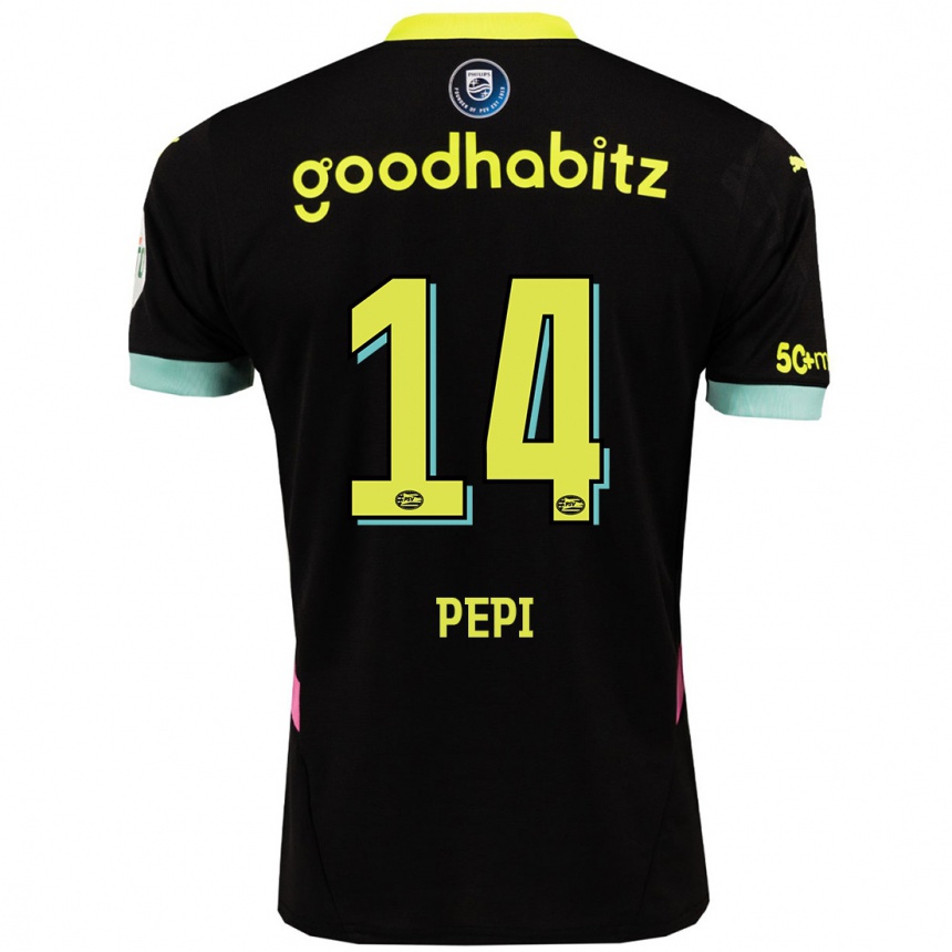 Men Football Ricardo Pepi #14 Black Yellow Away Jersey 2024/25 T-Shirt Za