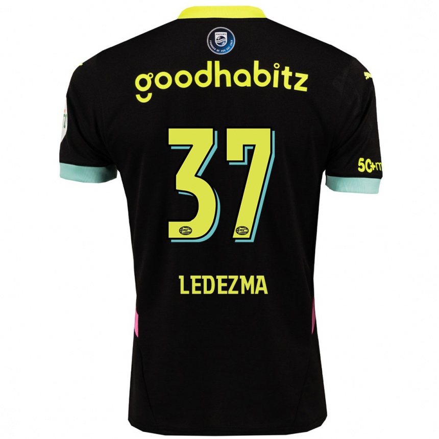 Men Football Richard Ledezma #37 Black Yellow Away Jersey 2024/25 T-Shirt Za