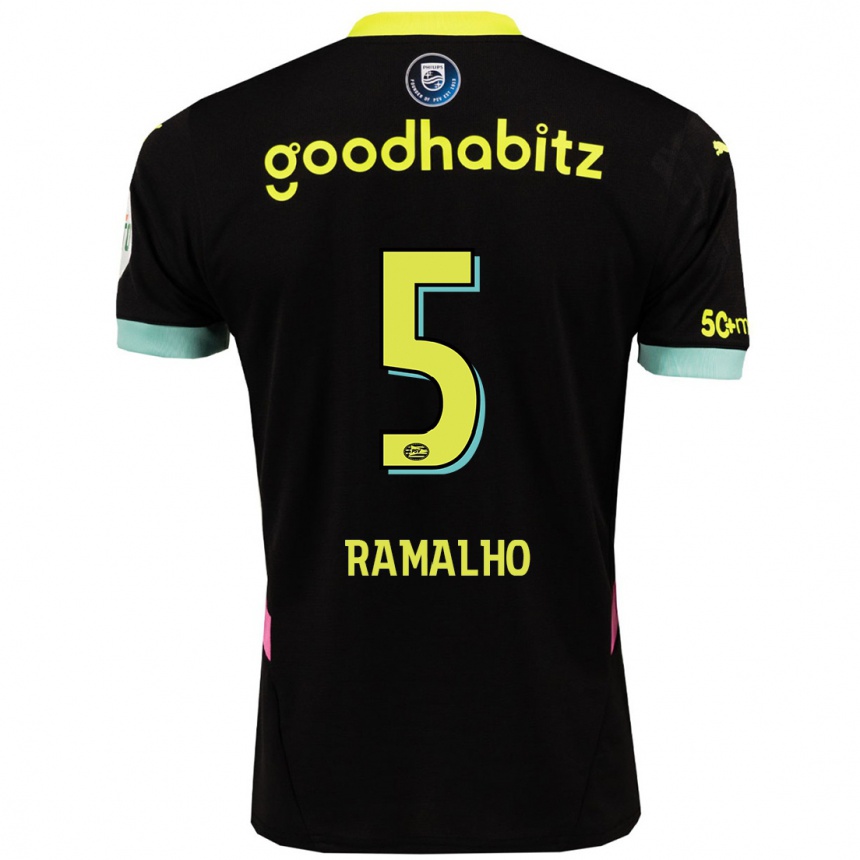 Men Football André Ramalho #5 Black Yellow Away Jersey 2024/25 T-Shirt Za