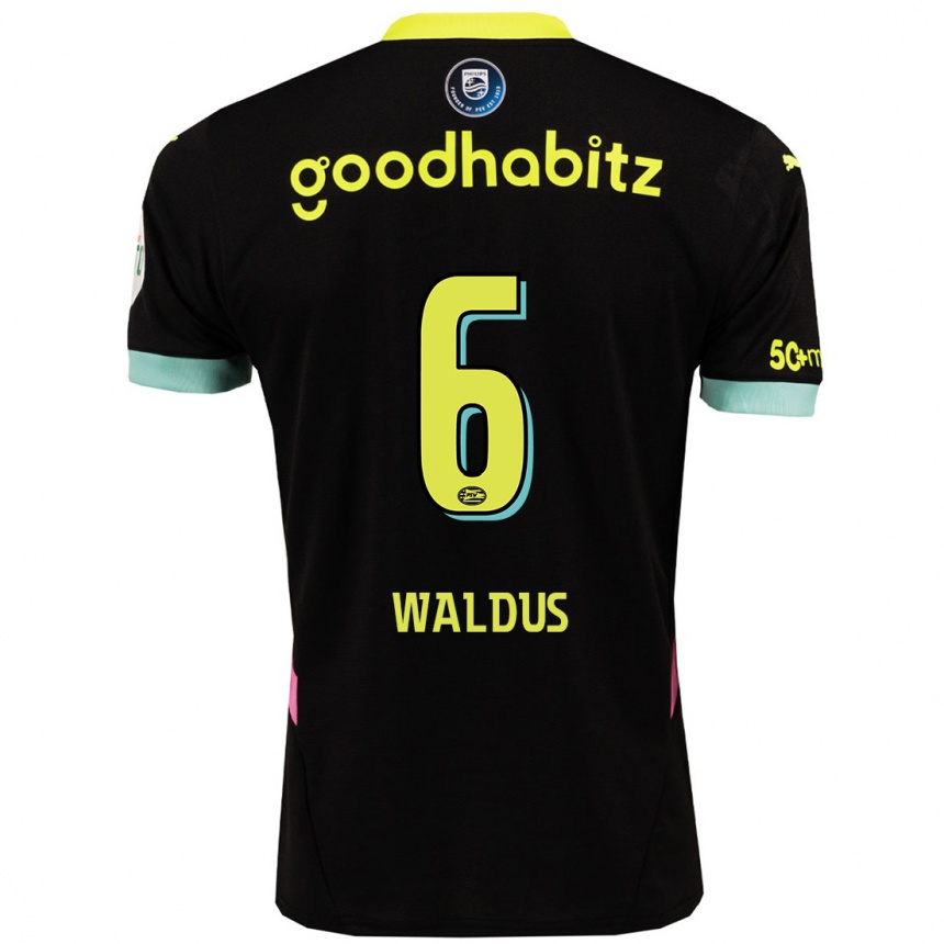 Men Football Maruschka Waldus #6 Black Yellow Away Jersey 2024/25 T-Shirt Za