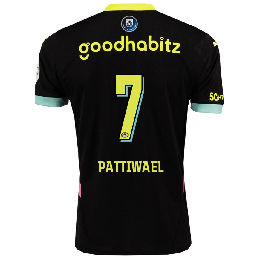 Men Football Naomi Pattiwael #7 Black Yellow Away Jersey 2024/25 T-Shirt Za