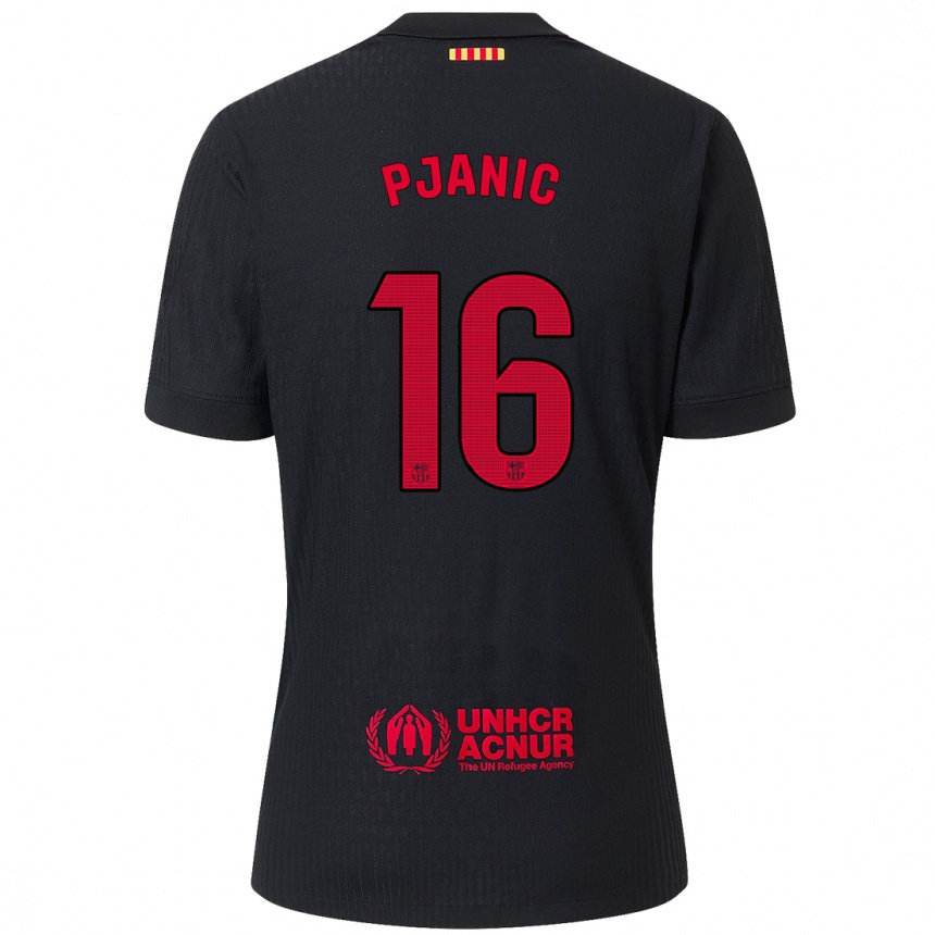 Men Football Miralem Pjanic #16 Black Red Away Jersey 2024/25 T-Shirt Za