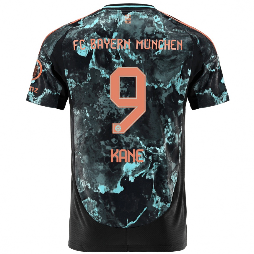 Men Football Harry Kane #9 Black Away Jersey 2024/25 T-Shirt Za