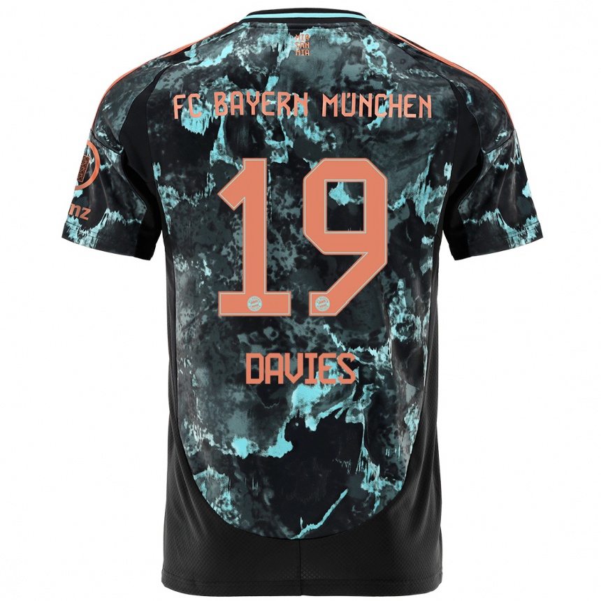 Men Football Alphonso Davies #19 Black Away Jersey 2024/25 T-Shirt Za