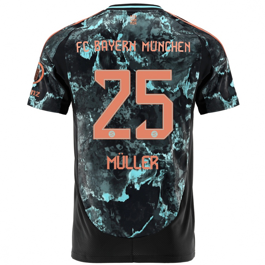 Men Football Thomas Muller #25 Black Away Jersey 2024/25 T-Shirt Za