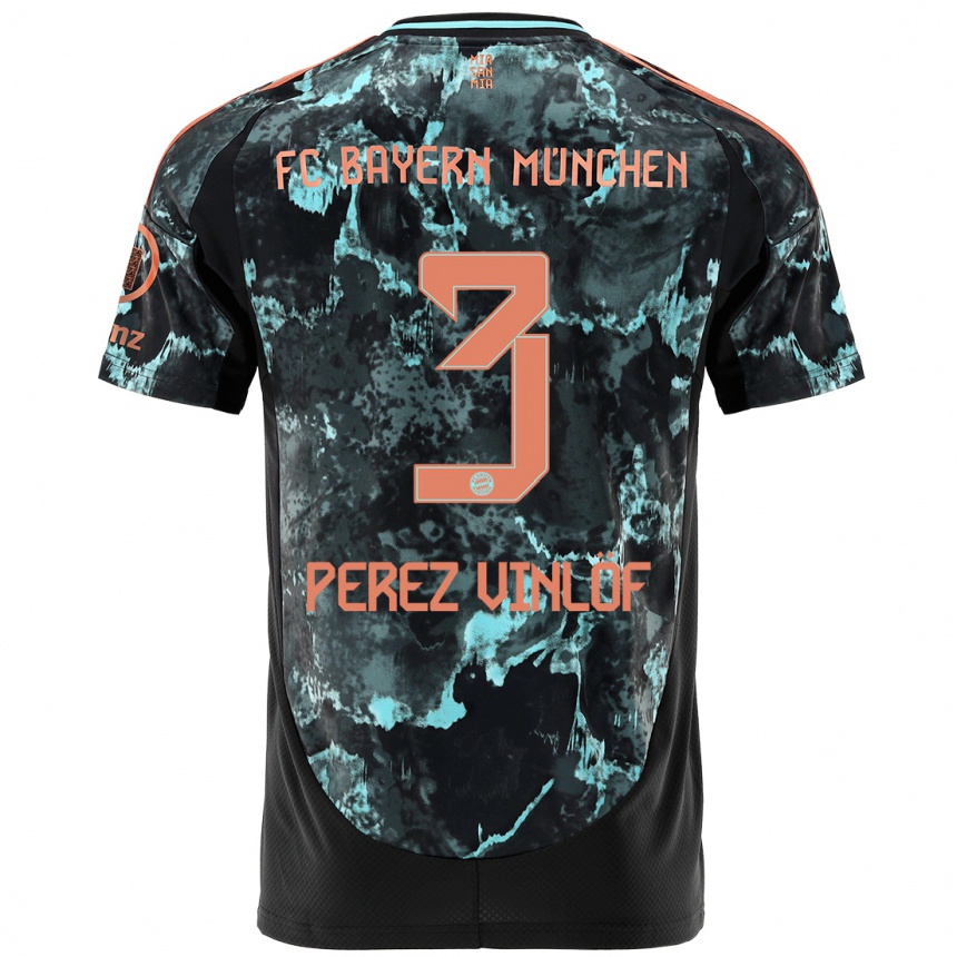 Men Football Matteo Perez Vinlöf #3 Black Away Jersey 2024/25 T-Shirt Za