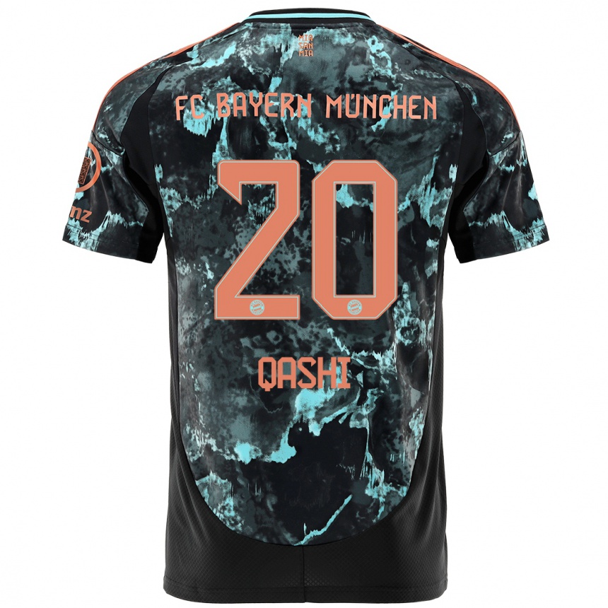 Men Football Yousef Qashi #20 Black Away Jersey 2024/25 T-Shirt Za