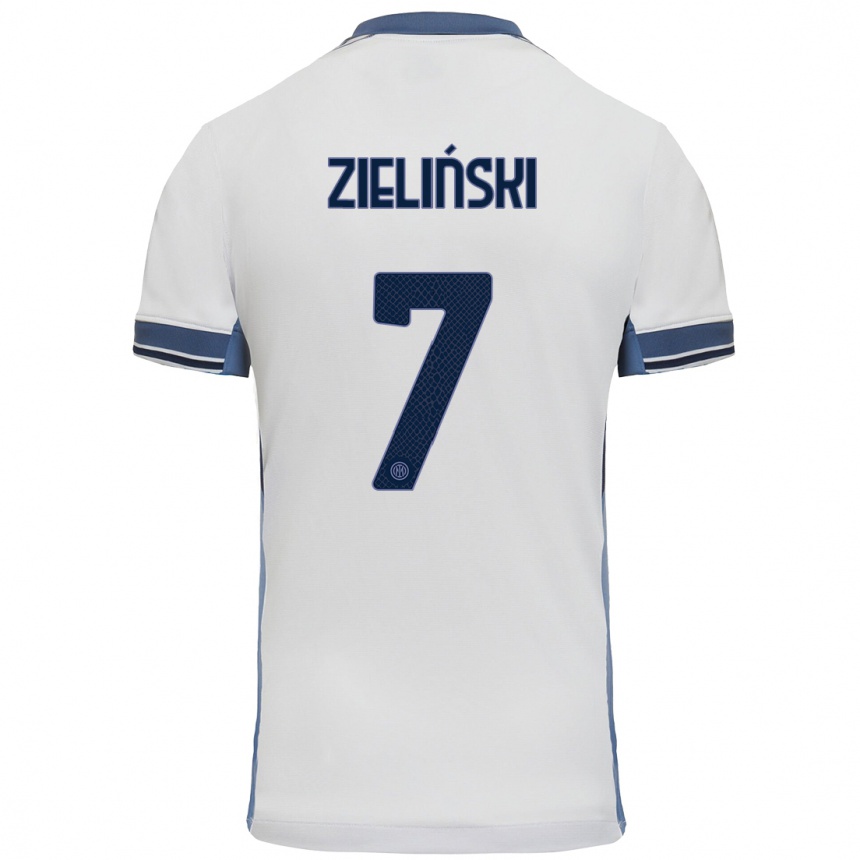 Men Football Piotr Zielinski #7 White Grey Away Jersey 2024/25 T-Shirt Za