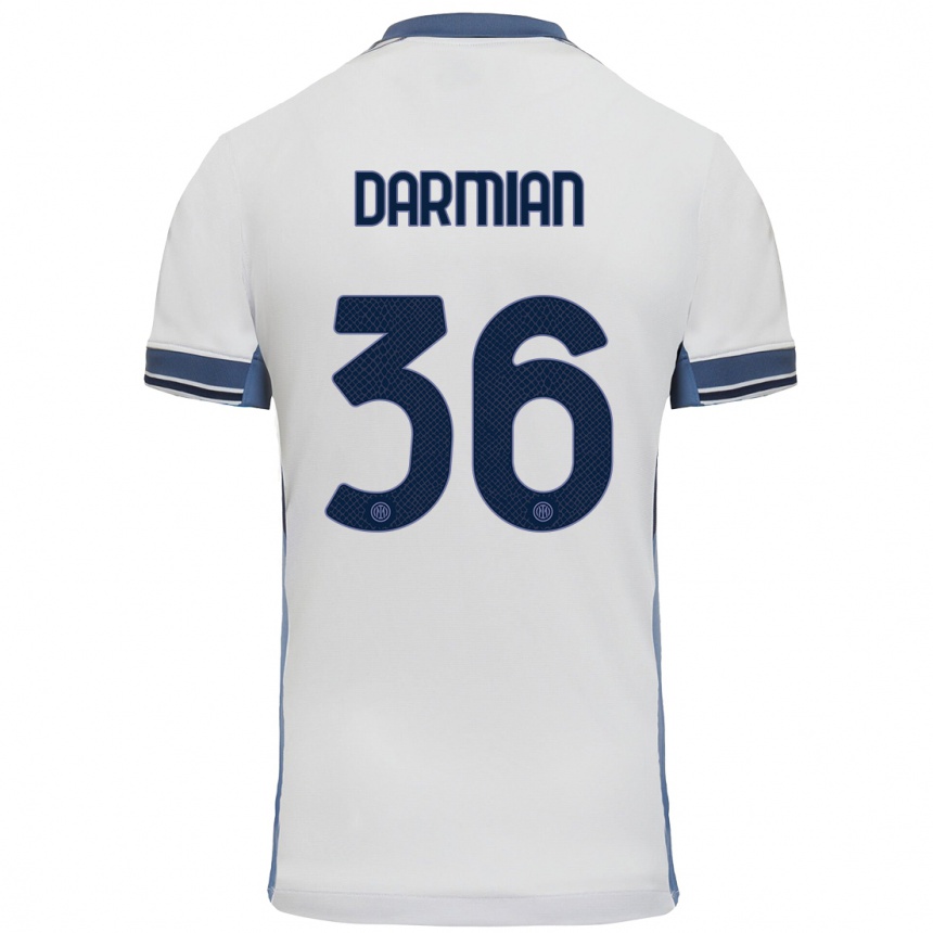 Men Football Matteo Darmian #36 White Grey Away Jersey 2024/25 T-Shirt Za