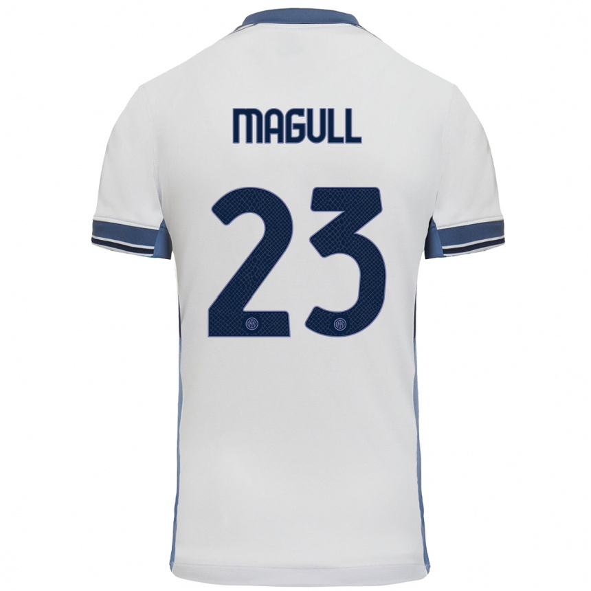 Men Football Lina Magull #23 White Grey Away Jersey 2024/25 T-Shirt Za