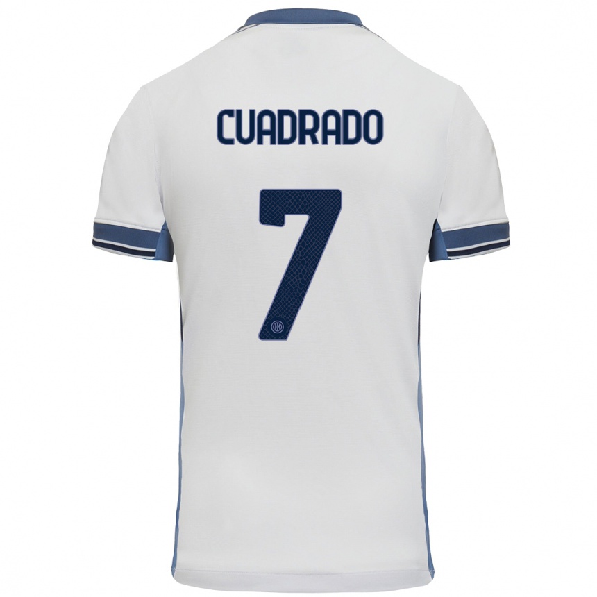 Men Football Juan Cuadrado #7 White Grey Away Jersey 2024/25 T-Shirt Za