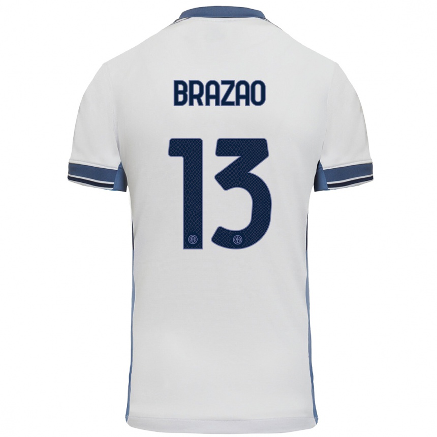 Men Football Gabriel Brazao #13 White Grey Away Jersey 2024/25 T-Shirt Za