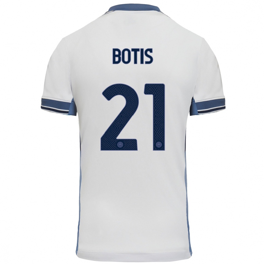 Men Football Nikolaos Botis #21 White Grey Away Jersey 2024/25 T-Shirt Za