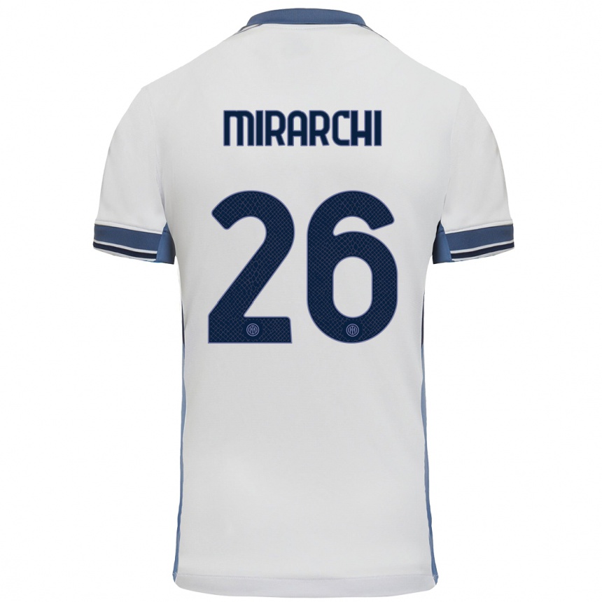 Men Football Mattia Mirarchi #26 White Grey Away Jersey 2024/25 T-Shirt Za