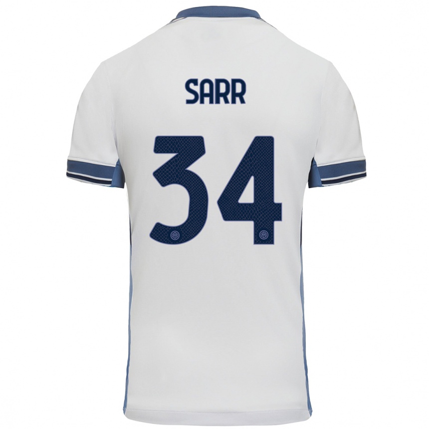 Men Football Amadou Sarr #34 White Grey Away Jersey 2024/25 T-Shirt Za