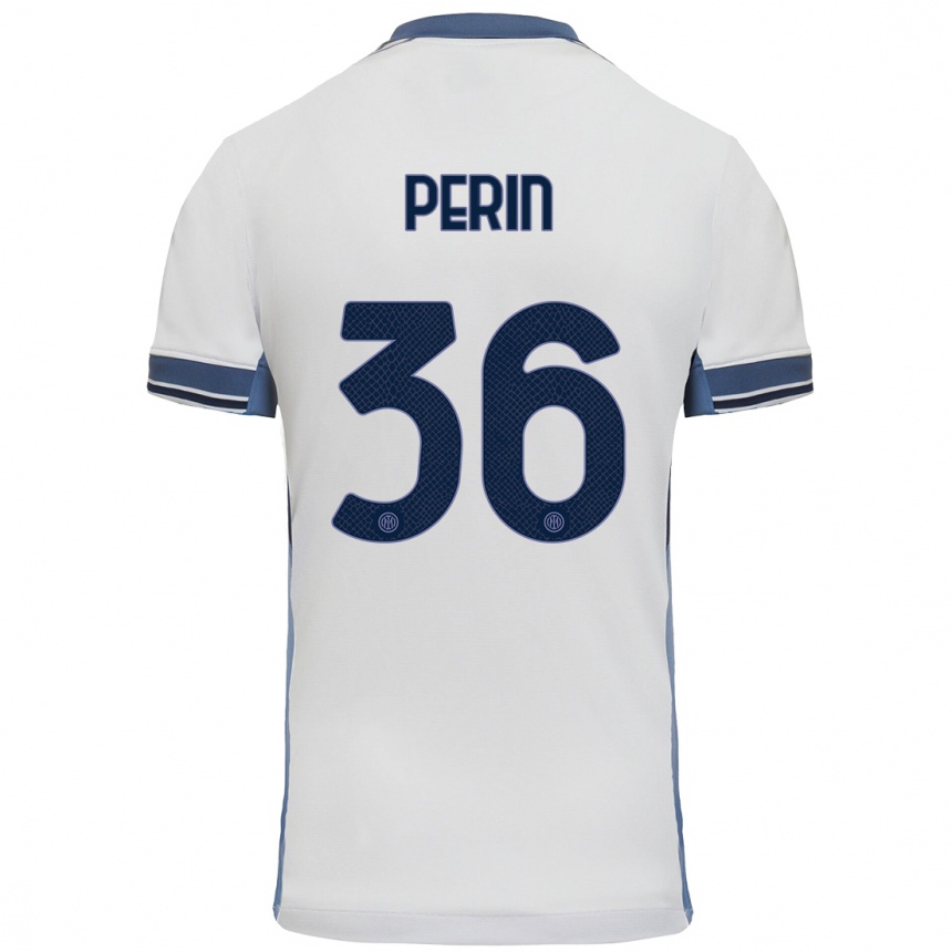 Men Football Nicolo Perin #36 White Grey Away Jersey 2024/25 T-Shirt Za