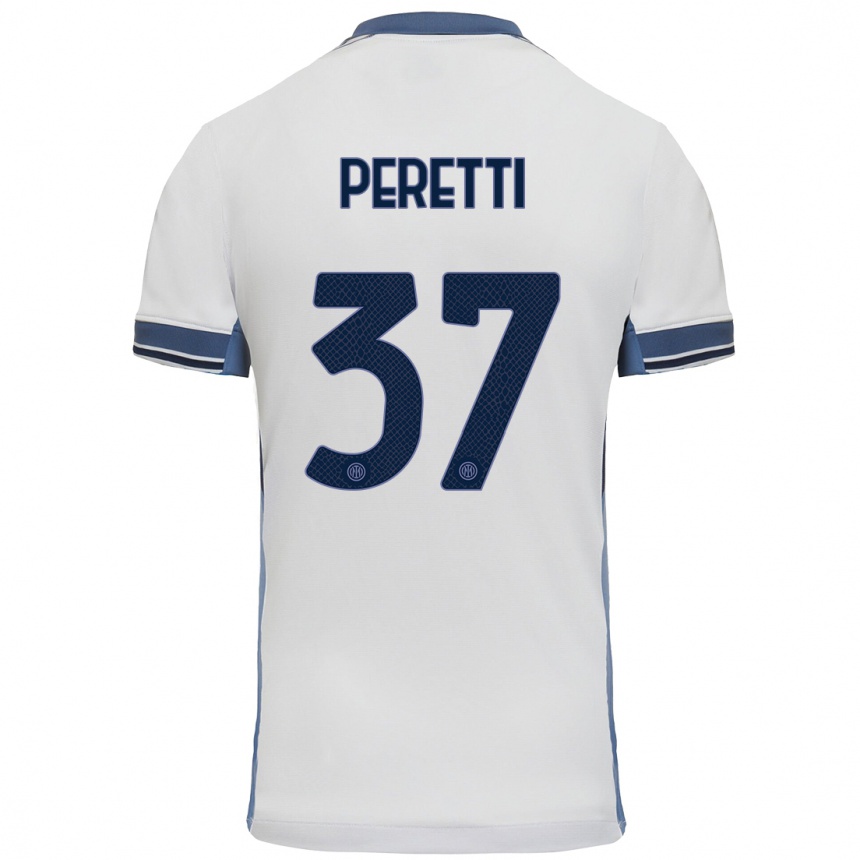 Men Football Lorenzo Peretti #37 White Grey Away Jersey 2024/25 T-Shirt Za