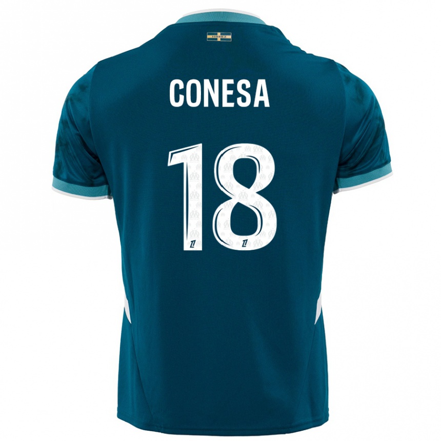 Men Football Anna Conesa #18 Turquoise Blue Away Jersey 2024/25 T-Shirt Za