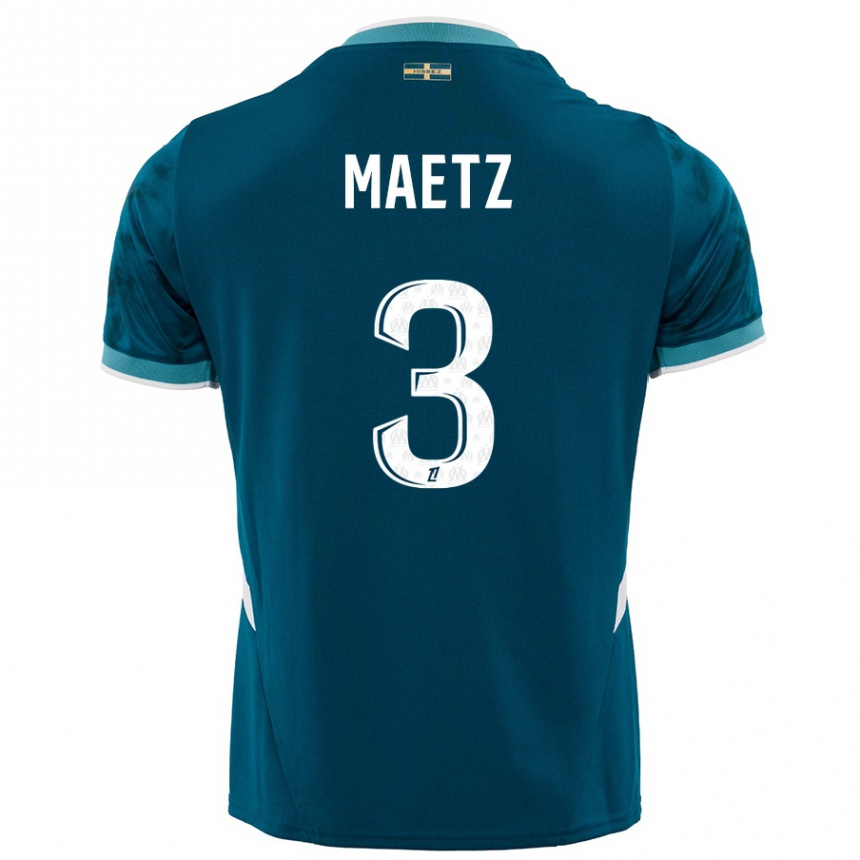 Men Football Agathe Maetz #3 Turquoise Blue Away Jersey 2024/25 T-Shirt Za