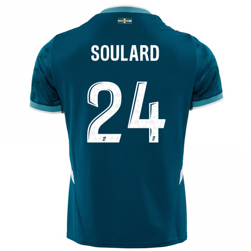 Men Football Amandine Soulard #24 Turquoise Blue Away Jersey 2024/25 T-Shirt Za