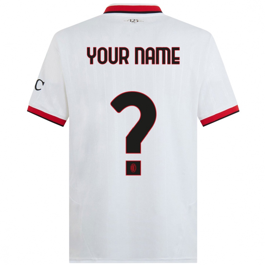 Men Football Your Name #0 White Black Red Away Jersey 2024/25 T-Shirt Za