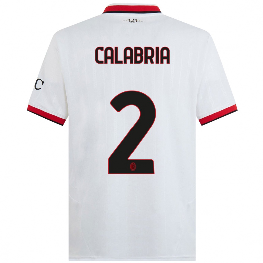 Men Football Davide Calabria #2 White Black Red Away Jersey 2024/25 T-Shirt Za