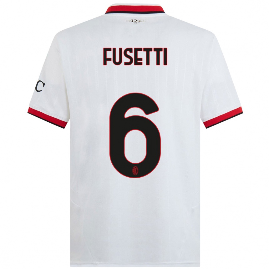 Men Football Laura Fusetti #6 White Black Red Away Jersey 2024/25 T-Shirt Za