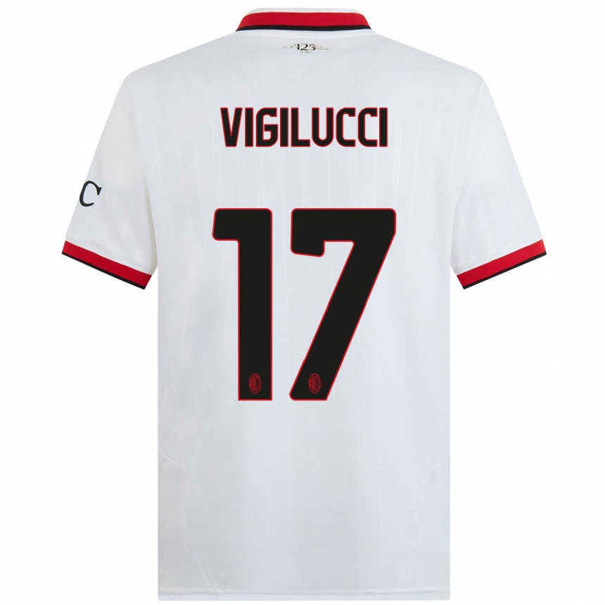 Men Football Valery Vigilucci #17 White Black Red Away Jersey 2024/25 T-Shirt Za