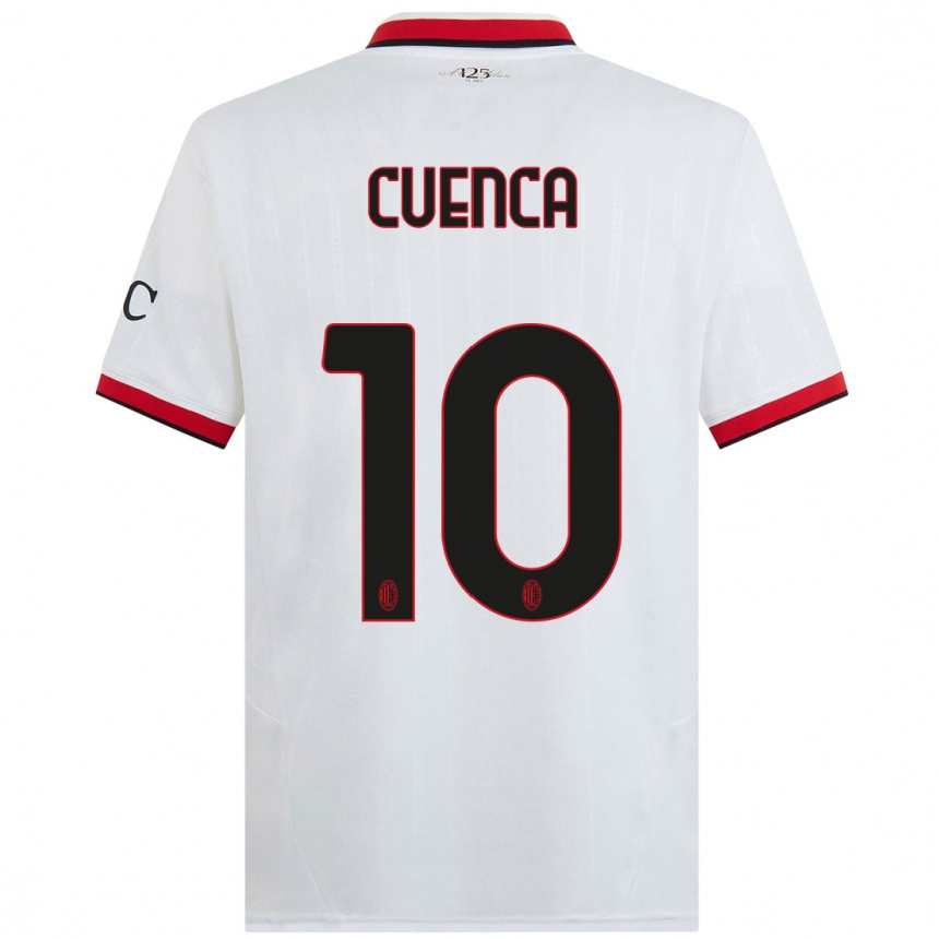 Men Football Hugo Cuenca #10 White Black Red Away Jersey 2024/25 T-Shirt Za