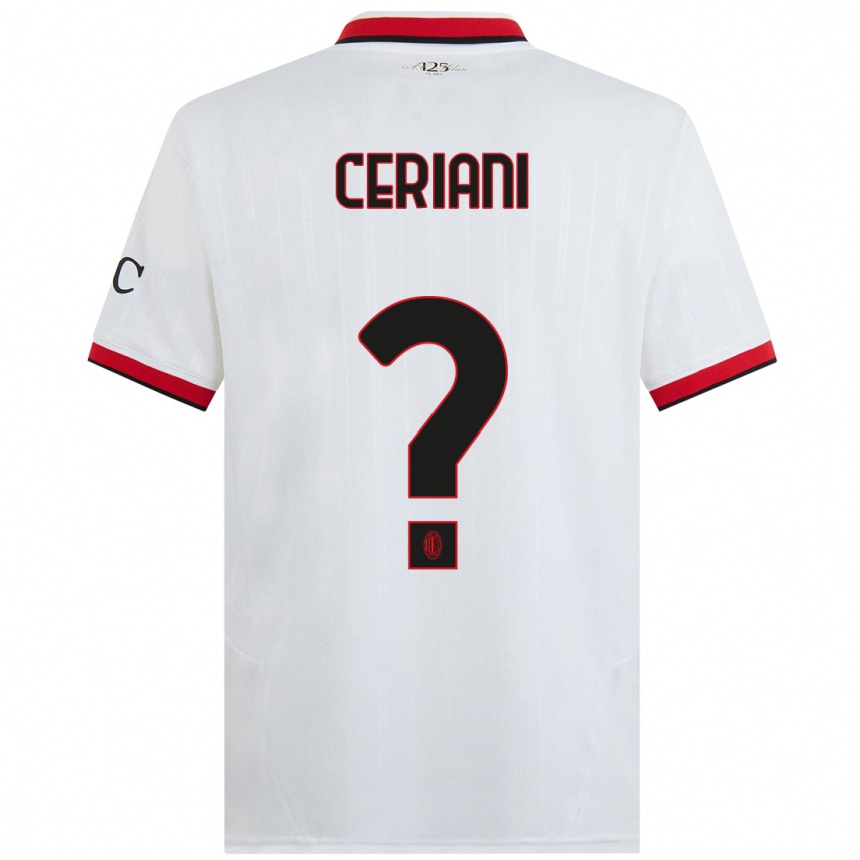 Men Football Gabriele Ceriani #0 White Black Red Away Jersey 2024/25 T-Shirt Za