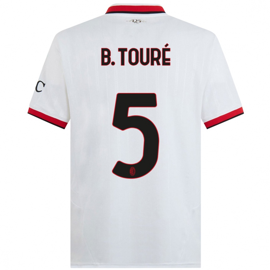 Men Football Fode Ballo-Toure #5 White Black Red Away Jersey 2024/25 T-Shirt Za