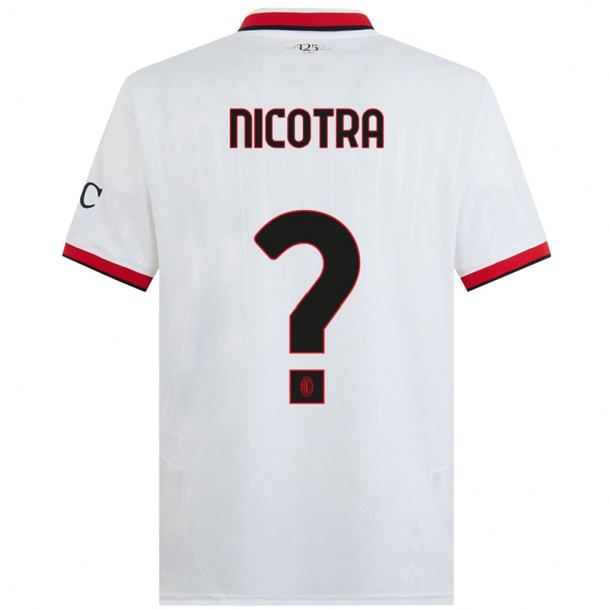 Men Football Riccardo Nicotra #0 White Black Red Away Jersey 2024/25 T-Shirt Za