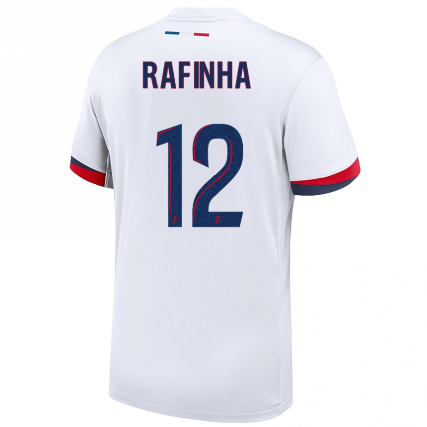 Men Football Rafinha #12 White Blue Red Away Jersey 2024/25 T-Shirt Za