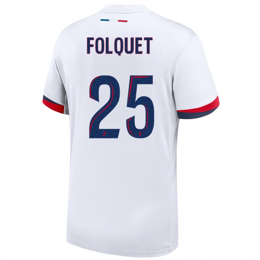 Men Football Magnaba Folquet #25 White Blue Red Away Jersey 2024/25 T-Shirt Za