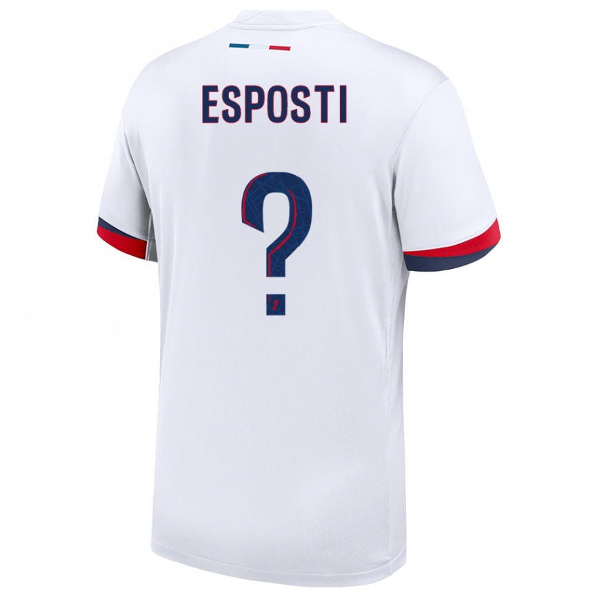 Men Football Ines Degli Esposti #0 White Blue Red Away Jersey 2024/25 T-Shirt Za