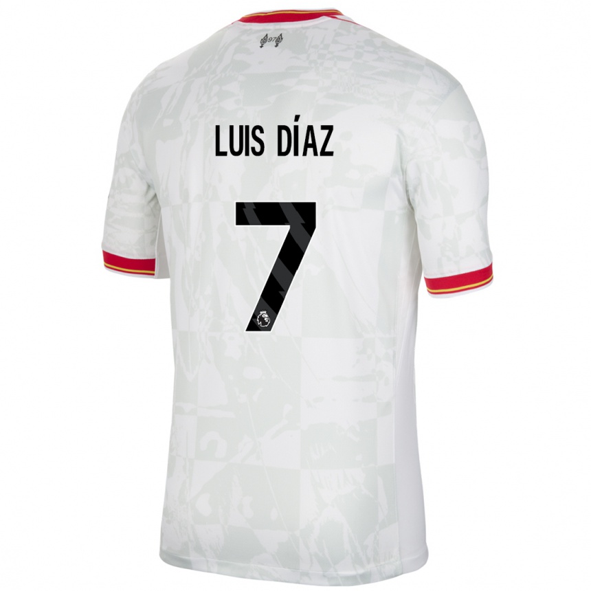 Men Football Luis Diaz #7 White Red Black Third Jersey 2024/25 T-Shirt Za