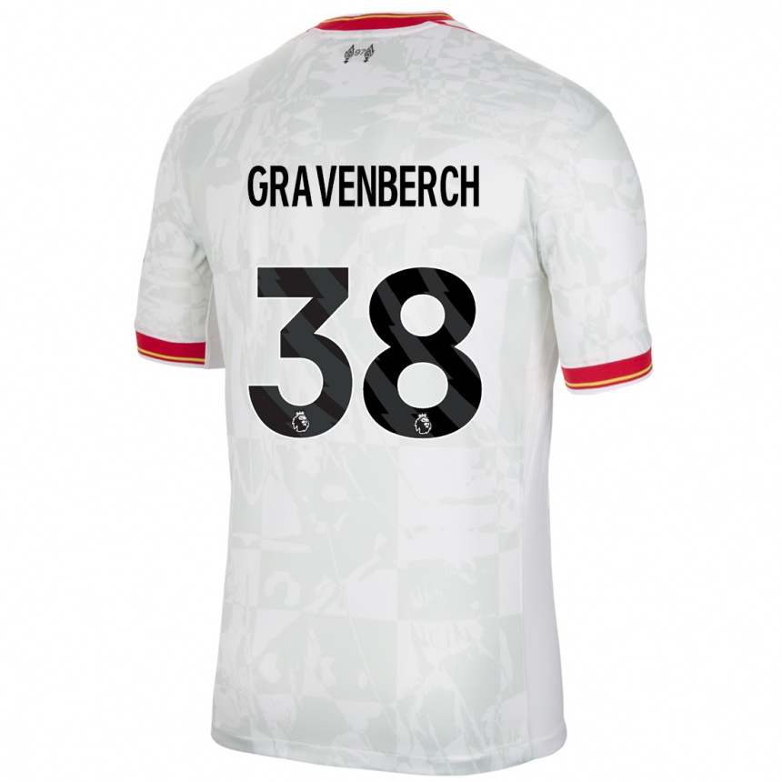 Men Football Ryan Gravenberch #38 White Red Black Third Jersey 2024/25 T-Shirt Za