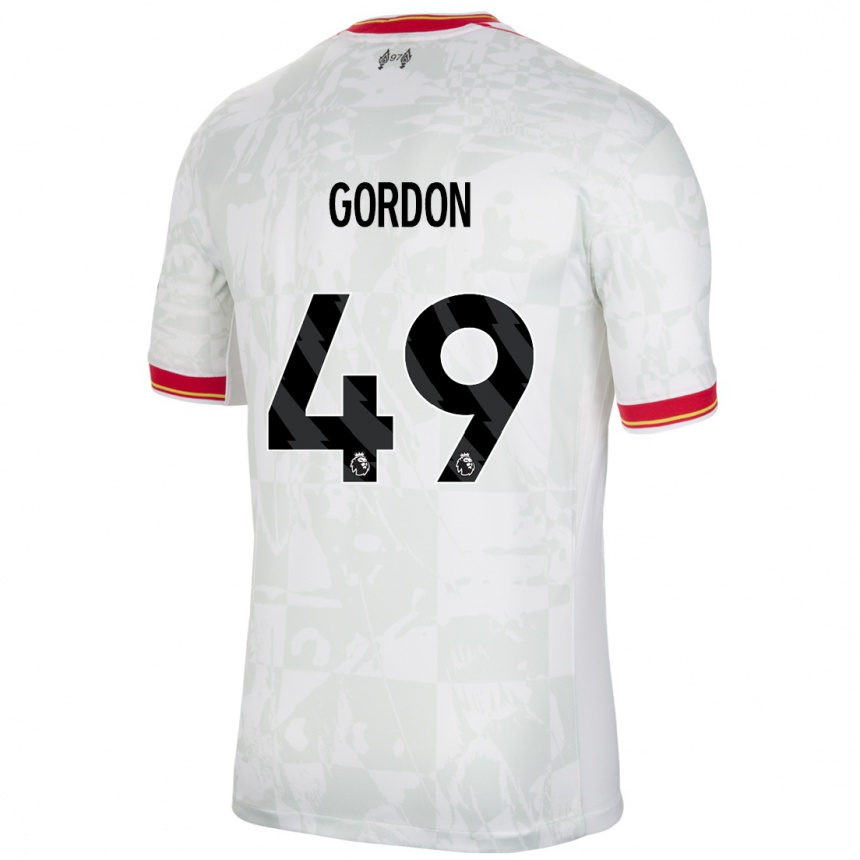 Men Football Kaide Gordon #49 White Red Black Third Jersey 2024/25 T-Shirt Za