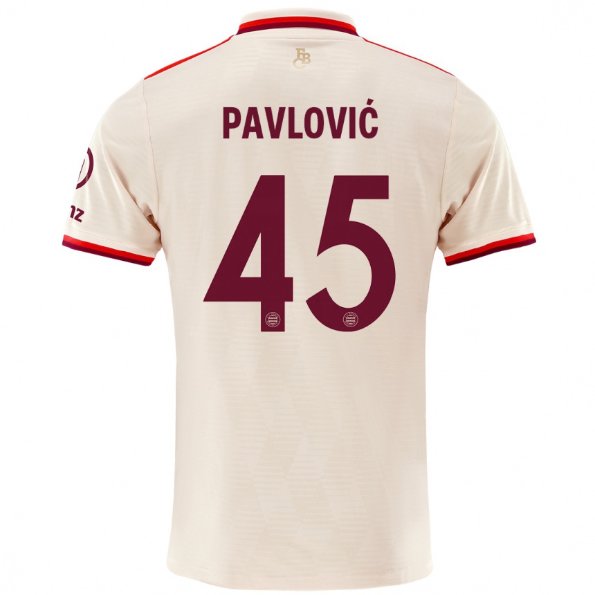 Men Football Aleksandar Pavlovic #45 Linen Third Jersey 2024/25 T-Shirt Za