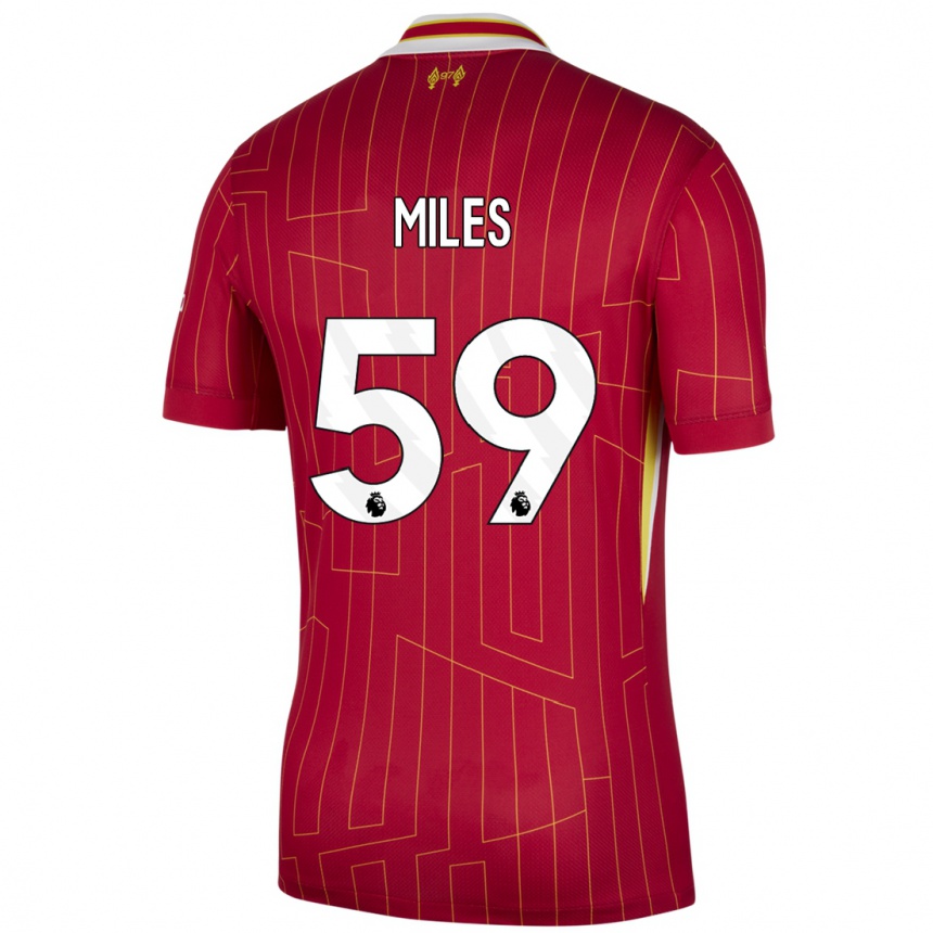 Women Football Terence Miles #59 Red Yellow White Home Jersey 2024/25 T-Shirt Za