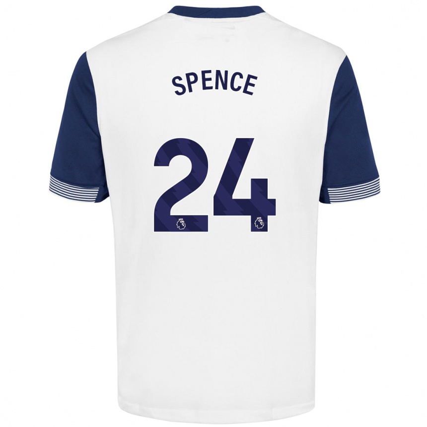 Women Football Djed Spence #24 White Blue Home Jersey 2024/25 T-Shirt Za