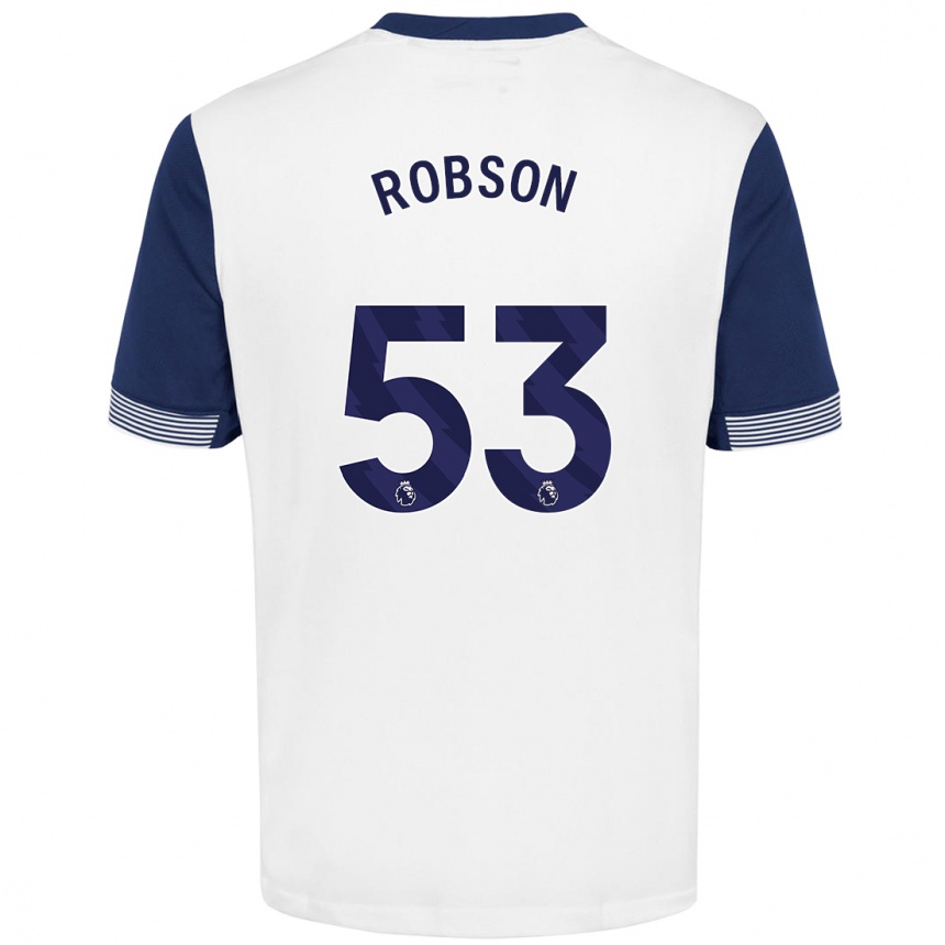 Women Football Max Robson #53 White Blue Home Jersey 2024/25 T-Shirt Za