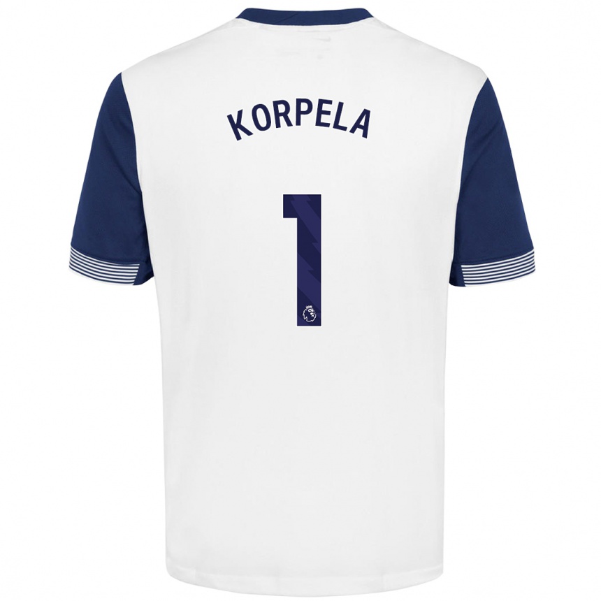 Women Football Tinja-Riikka Korpela #1 White Blue Home Jersey 2024/25 T-Shirt Za