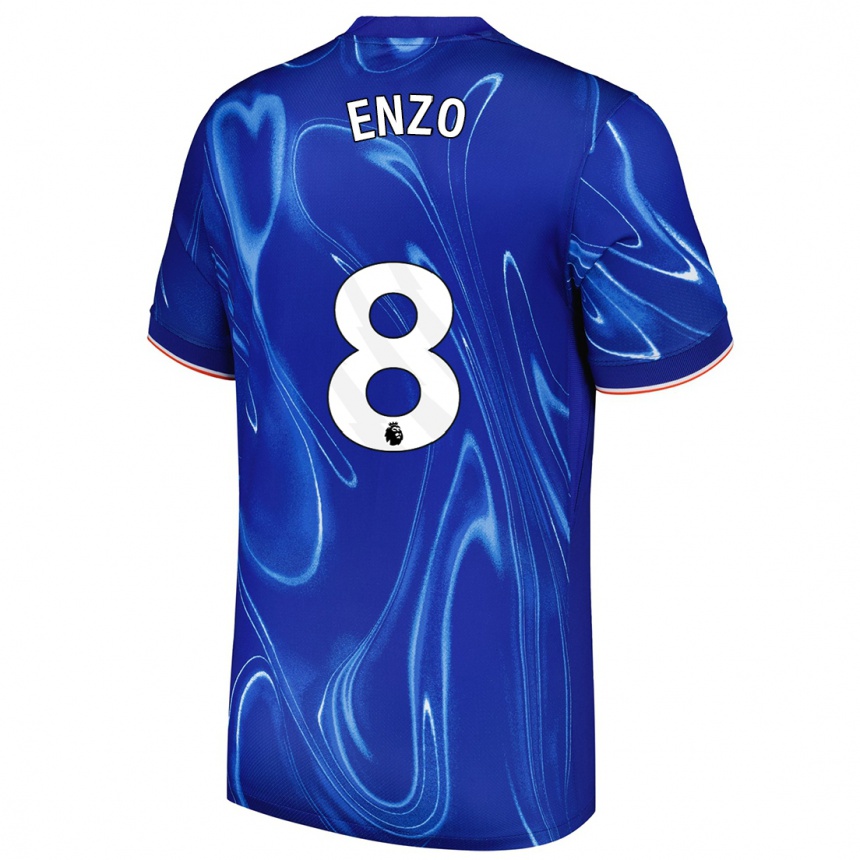 Women Football Enzo Fernandez #8 Blue White Home Jersey 2024/25 T-Shirt Za