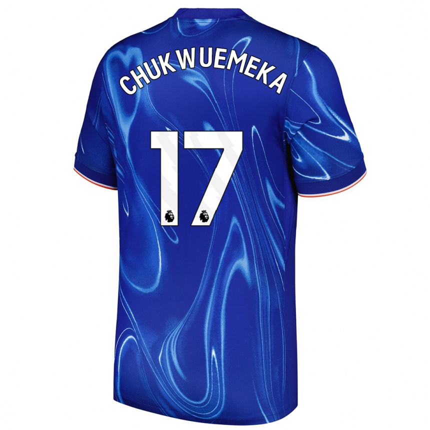 Women Football Carney Chukwuemeka #17 Blue White Home Jersey 2024/25 T-Shirt Za