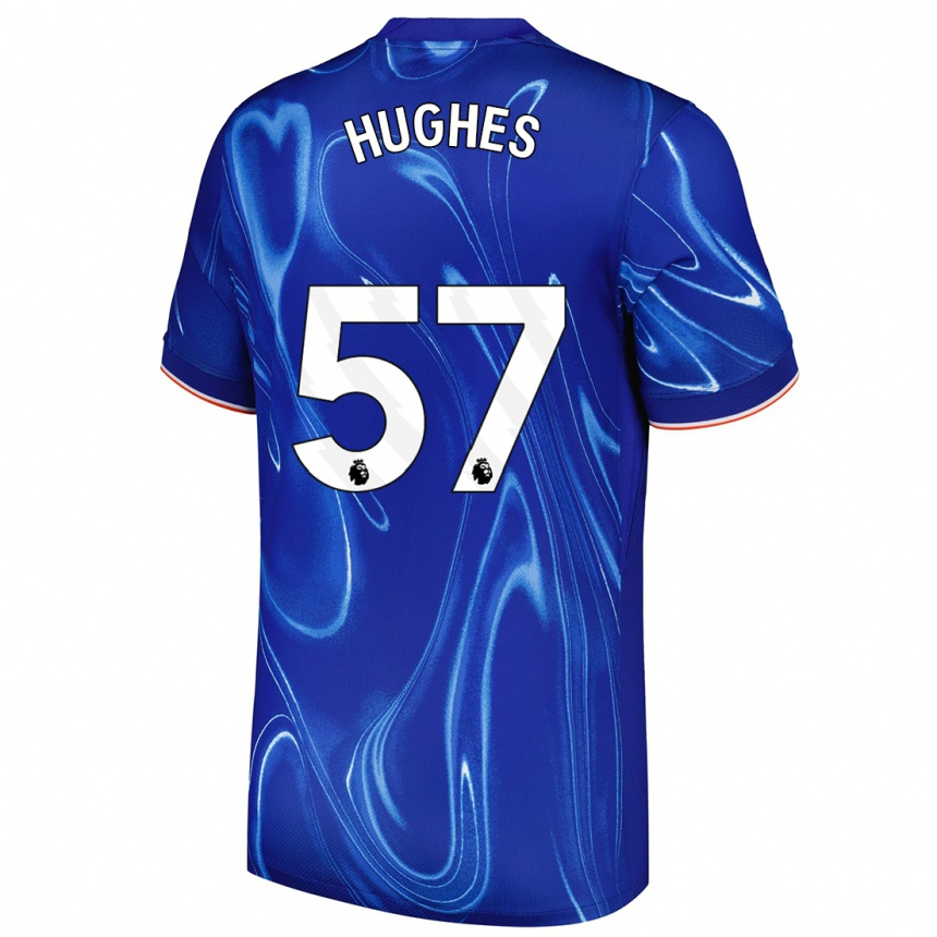 Women Football Brodi Hughes #57 Blue White Home Jersey 2024/25 T-Shirt Za