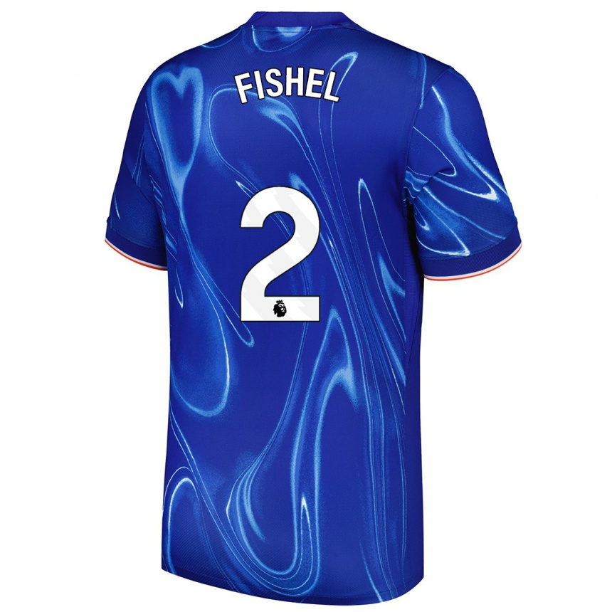 Women Football Mia Fishel #2 Blue White Home Jersey 2024/25 T-Shirt Za